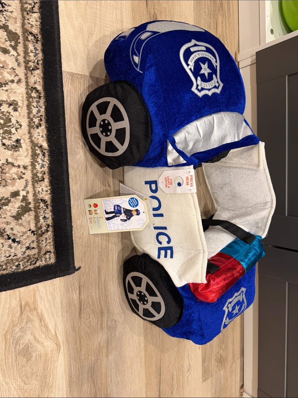 Kids Plush Police Car Costume - Blue and White